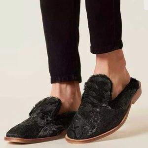 Free People Black Fur Lined Mule Slides Shoes